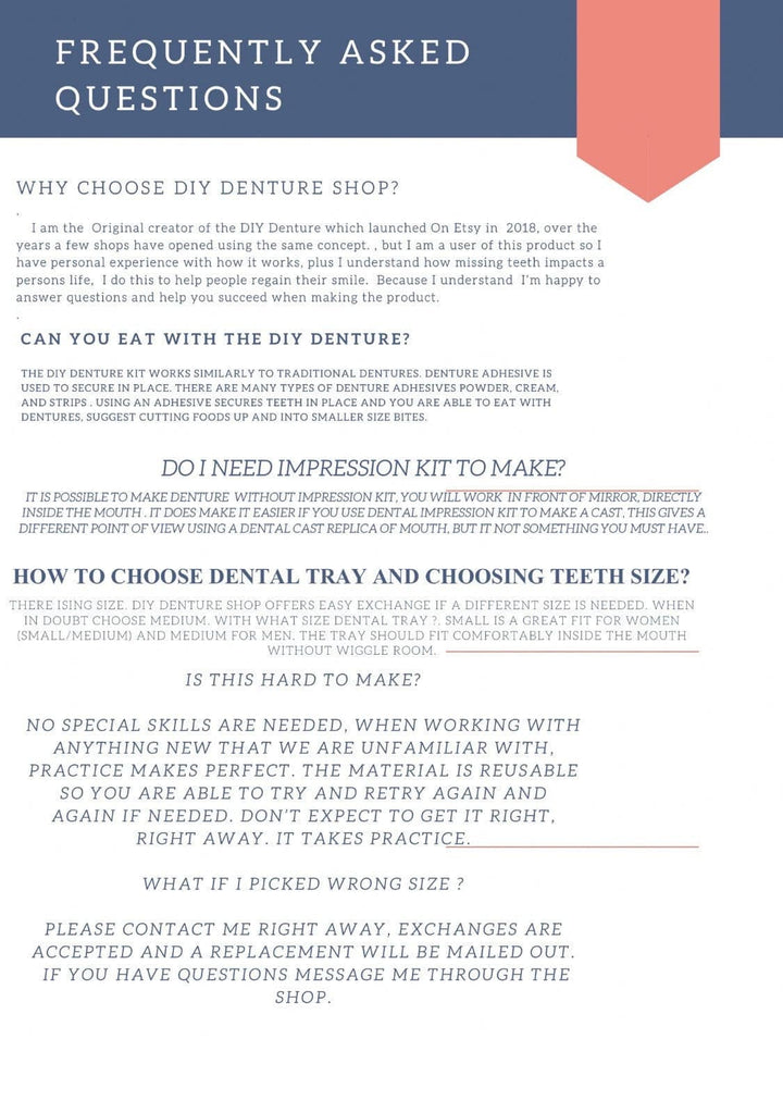 DIY Denture Kit / Partial Upper & Lower Basic Kit NO IMPRESSION MATERIALS - DIY Denture Shop LLC ™