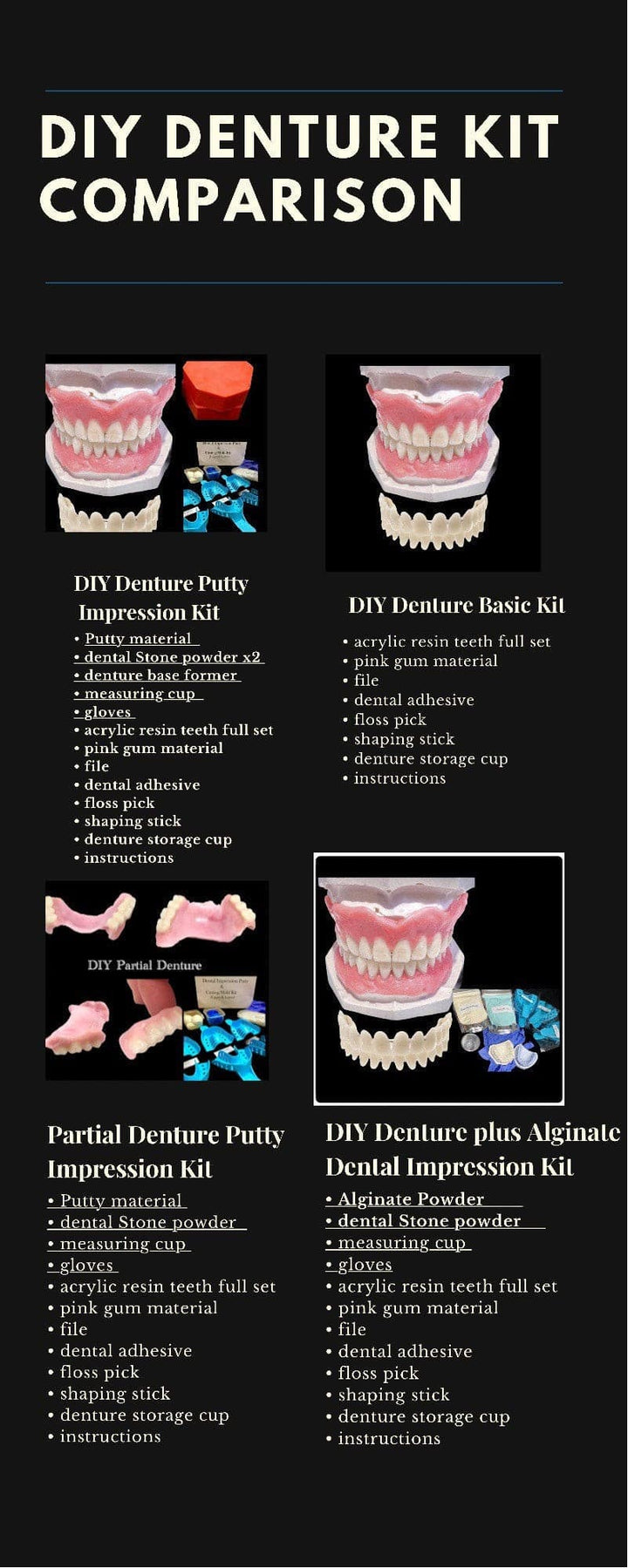 DIY Denture Kit Upper & Lower Basic Kit  DIY Denture kit